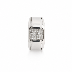 925 Sterling <b>Silver</b> <b>Mens</b> Diamond Pave Square Signet <b>Ring</b> Geometric Bold Design High Polish Finish Wedding Party Daily Wear Gift - Product Image 1