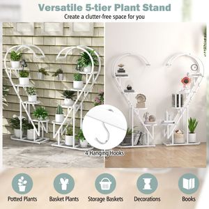 Estante de Pared Metálico de 5 Niveles con Gancho para Colgar Múltiples Plantas - Product Image 6