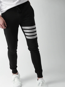 Jogging décontracté pour homme en molleton de coton noir avec cordon de serrage à la taille, idéal pour l'hiver - Product Image 6