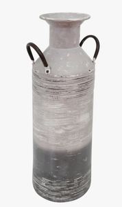 Rustic Ceramic Tabletop <b>Vase</b> With Matte Finish Handmade For Floral Display Round Shape Gray Ombre Design patina-style neutral - Product Image 4