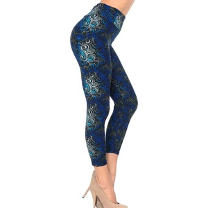 Custom LOGO <b>Heat</b>-Transfer Printed Yoga Capri Pants Women Compression Tummy Control for High Waist Spandex/Polyester - Product Image 6