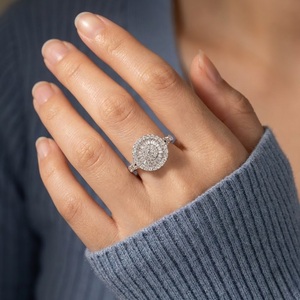 Anillo de Diamantes Reales con Corte Brillante Redondo en Oro Blanco de Alta Calidad, Clásico, para Compromiso, con Plazo de Entrega Corto, para Mujer - Product Image 2