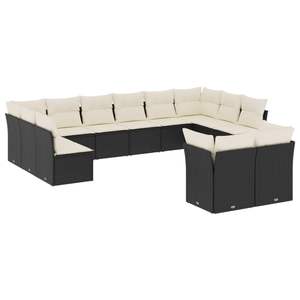 Conjunto de Sofás Modulares Grandes de Ratán Sintético Negro para Jardín, Muebles Modulares Elegantes para Exteriores - Product Image 2