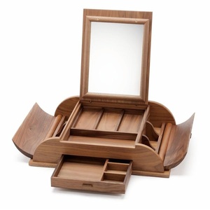 Handmade Flower Shaped Rotating Wooden Jewelry <b>Box</b> 5-Compartment Luxury Walnut Wood <b>Storage</b> Case Unique Swivel Jewelry Organizer - Product Image 3