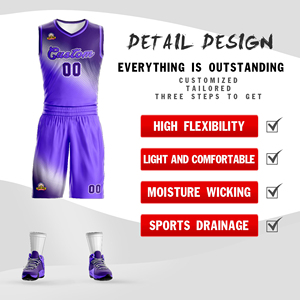 Uniforme de basket-ball personnalisé en gros par sublimation, vêtements de sport de haute qualité, noms et numéros personnalisés, respirant, polyester écologique - Product Image 2