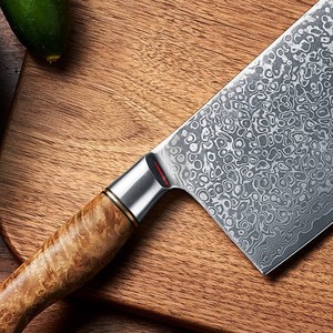 Viking Art Handmade Damascus Steel Cleaver <b>Knife</b> Olive Wood <b>Handle</b> Eco-Friendly Industrial Style 6-7.9in Blade for Meat Cutting - Product Image 4