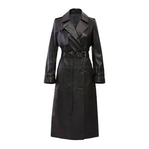 Veste courte en cuir PU pour femme, veste chic à double boutonnage de style moto, vêtement d'extérieur tendance pour l'automne et l'hiver, pour un look quotidien - Product Image 1