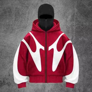 Sweat-shirts à capuche double couche Ninja avec broderie de logo personnalisé, fermeture éclair intégrale, sweats thermiques pour hommes, 100 % coton - Product Image 6