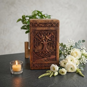 Urne funéraire en bois Arbre de Vie pour cendres de bébé, adulte et animal de compagnie, gravée en bois de rose, souvenir - Product Image 3
