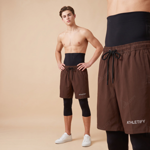 Shorts Modestes 2-en-1 pour Hommes à Couverture Étendue avec Collants Intérieurs Athlétiques – Confort Actif pour la Course, l'Entraînement, la Gym et le Fitness - Product Image 1