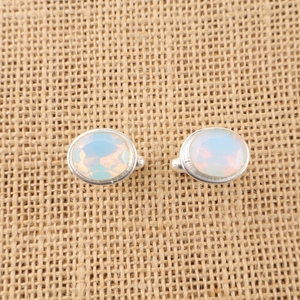 Niharika Gems Stylish Milky Opal & Freshwater Pearl Channel Set Cuff Links Set In 925 <b>Silver</b> Luxury Unisex Jewellery - Product Image 1