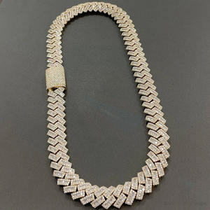 Collar de eslabones cubanos Miami con moissanita baguette helada, chapado en plata, estilo HipHop, para compromiso, boda, ocasiones especiales o regalo de aniversario - Product Image 3