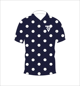 Polo personnalisé bleu marine avec motif à pois blancs, polo de golf imprimé décontracté pour hommes, manches courtes, respirant - Product Image 4
