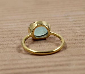 Handmade <b>Brass</b> Amazonite <b>Ring</b> Minimalist Oval Green Gemstone <b>Ring</b> Natural Stone Boho Vintage Jewelry for Women - Product Image 2