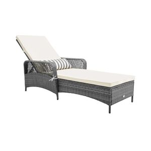 Chaise longue d'extérieur avec dossier réglable sur 6 niveaux, coussin et oreiller pour bronzer - Product Image 1