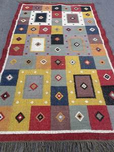 Alfombra de Yute y Lana Tejida a Mano, Multicolor con Borde Rojo, Ecológica, Moderna, de Pelo Corto, Tamaño Personalizado para Pasillo, Cocina, Sala de Estar - Product Image 4