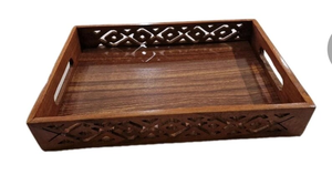 Bandeja de Almacenamiento de Madera de Acacia Ecológica Hecha a Mano, Diseño de Imitación Antigua, Técnica Pulida, Estilo Artístico - Product Image 5