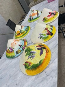 Sombrero Cónico de Hoja de Palma 100% Natural, Biodegradable, Pintado a Mano, Estilo Asiático, para Playa y Verano, ¡EN OFERTA! - Product Image 6