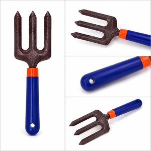 Fourche à main à trois dents en acier au carbone avec manche en plastique pour le jardinage, le désherbage, la plantation et la culture des plantes - Product Image 2