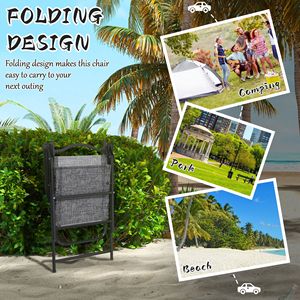 Set di 4 Sedie da Campeggio Pieghevoli in Rete Grigia con Braccioli, Portatili per Esterni, Comode, Personalizzabili con Logo, Facili da Trasportare - Product Image 4