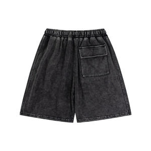 Shorts en coton tricoté personnalisés pour hommes, taille mi-haute, respirants, décontractés, avec poches avant, style urbain, 220g - Product Image 2