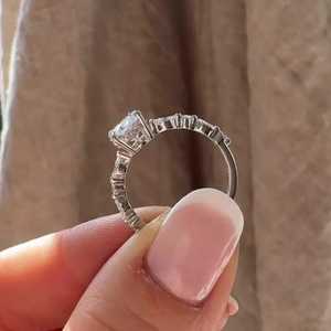 Oval Lab Grown Diamond Engagement Ring 1.5Ct 10k Solid Gold Marquise Side <b>Cluster</b> Pave Band Solitaire Anniversary IGI Certified - Product Image 6