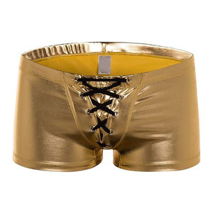 Calzoncillos de cuero sintético de moda para hombre, lencería sexy para discoteca, bragas de cintura alta de cuero PU al por mayor, ropa sexy para hombre para discoteca - Product Image 1