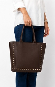 Sac fourre-tout de luxe Gravs en cuir véritable clouté pour femme, grande capacité, fermeture magnétique, sac à bandoulière de créateur, été automne - Product Image 3