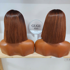Perruques GUGU Hair en cheveux humains vietnamiens, double densité, fermeture en dentelle 5x5, sans colle, ultra-lisses, 8 pouces, Ombré Chenust - Product Image 1