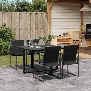 Set da pranzo con Patio in Textilene nero da 5 pezzi per uso giardino - Product Image 1