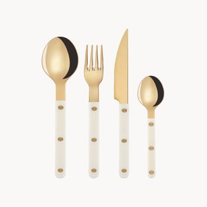 Juego de Cubiertos de Metal Martillado, Cuchillo, Tenedor y Cuchara de Acero Inoxidable, Diseño Minimalista, Resistente al Óxido, Mango de Cerámica Pulido a Mano - Product Image 6