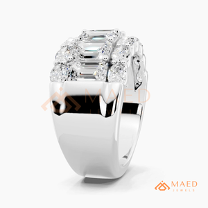 925 Sterling <b>Silver</b> <b>Emerald</b> Round Moissanite <b>Ring</b> Lab Grown Diamond Wedding Band Fine Jewelry Women USA Luxe - Product Image 6