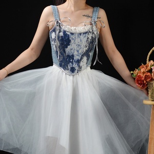Chaleco de tiras para mujer, Top corto de verano, corsé con cordón bordado Floral, corsé de <span class=keywords><strong>vaquero</strong></span> para mujer, corsé de Jean - Product Image 4