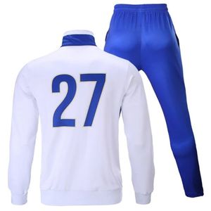 Men <b>White</b> Blue Geometric Print <b>Tracksuit</b> Full Zipper Sporty Design Breathable Polyester Autumn Wear Regular Fit Side Pockets - Product Image 2
