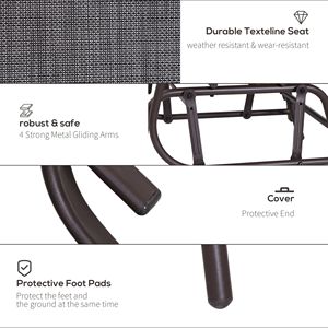 Dondolo a 2 Posti Grigio da Esterno con Sedie Indipendenti e Tavolino Centrale, Dondolo da Giardino in Alluminio per Soggiorno e Patio - Product Image 5