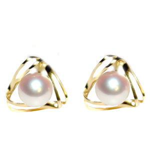 Pendientes de Perlas Akoya Naturales de Agua Dulce de 6-7 mm, Temperamento Femenino, Diseño de Molino de Viento Triangular con Forma de Bombilla Pequeña - Product Image 5