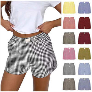 Shorts Casuales de Verano para Mujer, Cómodos, de Cintura Alta, Holgados, de Pierna Ancha, Retro, a Cuadros - Product Image 2
