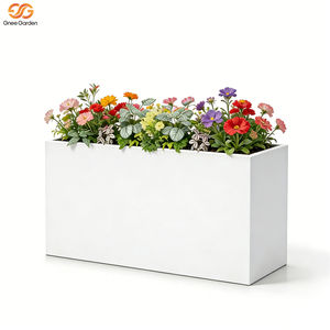 Pots de fleurs rectangulaires modernes en acier pour extérieur, finition peinte noir/blanc, pour jardin, pépinière et intérieur - Product Image 3