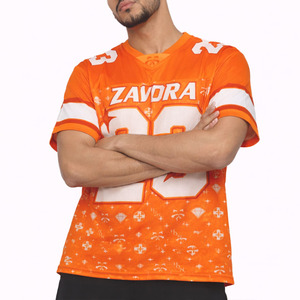 Camiseta de fútbol americano de malla sublimable personalizable para hombre, estilo hip hop, cuello en V, estampado gráfico, talla grande, venta al por mayor - Product Image 3