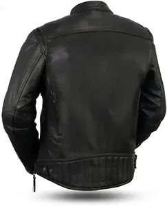 Chaqueta de Motero de Piel de Oveja Auténtica para Hombre, Color Negro, con Cierre de Cremallera Acolchado, Forro Interior y Bolsillos, Nueva Condición de Invierno - Product Image 2