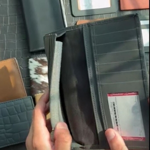 Portefeuille long homme en cuir véritable de luxe, fin, avec fenêtre pour photos et pièces d'identité, multi-fentes, trifold, pour chéquier et documents, pochette d'affaires pour homme - Product Image 6