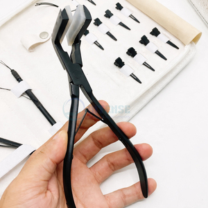 Black Matte Hair Extension Tool Kit Stainless Steel Micro Beads <b>Plier</b> <b>Set</b> Tape Press Opener <b>Pliers</b> for Salon Professionals - Product Image 4