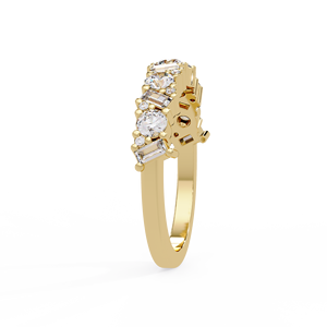 Anillos de media eternidad redondos y con corte baguette de oro amarillo, blanco y rosa de 14 quilates con diamantes cultivados en laboratorio, alianza de boda para mujer, joyería fina. - Product Image 5