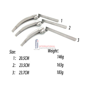 Ensemble LED VET Combo à succès pour l'intubation d'urgence en anesthésie : Laryngoscope avec 3 lames Macintosh et 3 lames Miller en acier inoxydable - Product Image 2