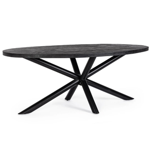 Table à manger pliante en bois de manguier massif, finition noire mate, style industriel, pour la maison, la cuisine, le restaurant, pieds araignée, durable, facile à nettoyer - Product Image 4