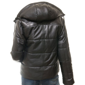 Women Genuine <b>Leather</b> Quilted <b>Jacket</b> Hooded Zipper Closure Full Sleeve Winter Solid Color <b>Jacket</b> Custom Logo Manufacturer - Product Image 2