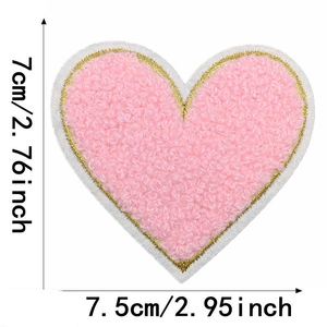 Custom Heart Shape Nonwoven Felt Embroidered Patch Iron On Sew On Glitter Applique for Clothing Hat Bag Jacket Decoration - Product Image 3
