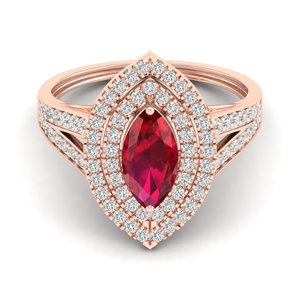 Bague en or massif 14 carats sertie de rubis et de diamants, fabrication artisanale REYES, OEM ODM, bijoux fins sur mesure pour femmes, création de bijoux de mariage. - Product Image 5