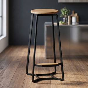 Modern Metal Bar <b>Stool</b> Solid Wood <b>Seat</b> Backless Counter Height Bar Chair Seating For Dining Hotel Living Room <b>Stool</b> For Bar Cafe - Product Image 2