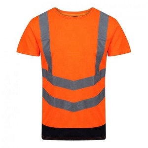 เสื้อยืดสะท้อนแสงสำหรับผู้ชาย สีส้ม โพลีเอสเตอร์ ชุดทำงาน เสื้อยืดทำงาน - Product Image 1